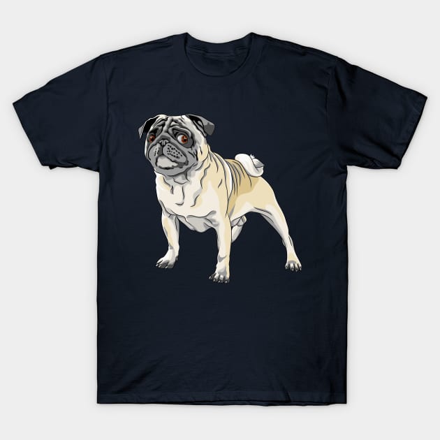 angry dog fawn pug breed T-Shirt by kavalenkava